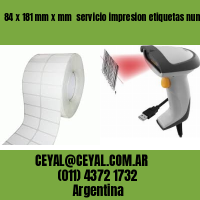 84 x 181 mm x mm  servicio impresion etiquetas numeradas