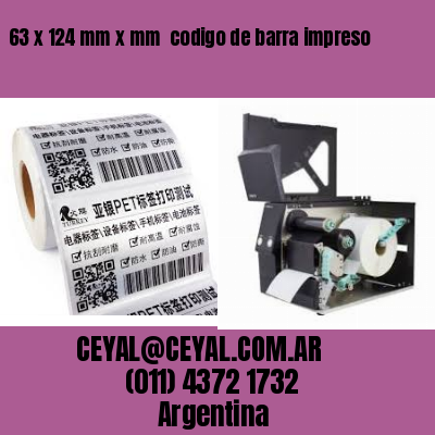 63 x 124 mm x mm  codigo de barra impreso