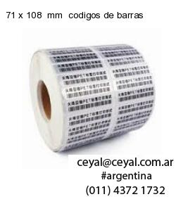 71 x 108  mm  codigos de barras