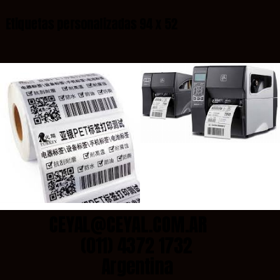 Etiquetas personalizadas 94 x 52