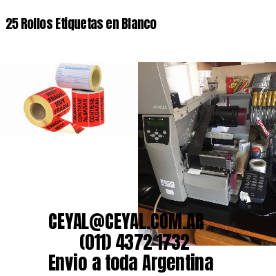 25 Rollos Etiquetas en Blanco