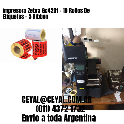 impresora Zebra Gc420t – 10 Rollos De Etiquetas – 5 Ribbon