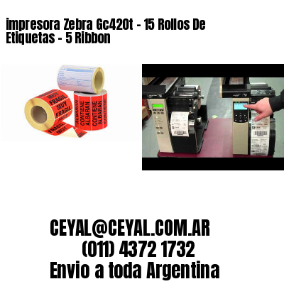 impresora Zebra Gc420t – 15 Rollos De Etiquetas – 5 Ribbon