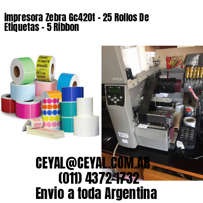 impresora Zebra Gc420t – 25 Rollos De Etiquetas – 5 Ribbon