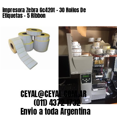 impresora Zebra Gc420t – 30 Rollos De Etiquetas – 5 Ribbon