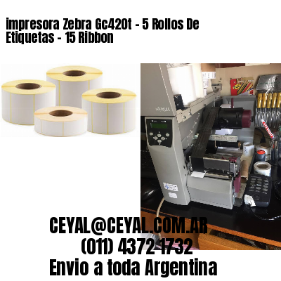 impresora Zebra Gc420t – 5 Rollos De Etiquetas – 15 Ribbon