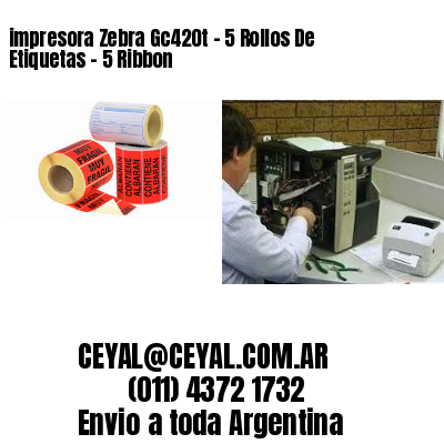 impresora Zebra Gc420t – 5 Rollos De Etiquetas – 5 Ribbon