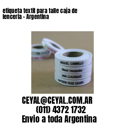etiqueta textil para talle caja de lenceria – Argentina
