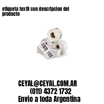 etiqueta textil con descripcion del producto