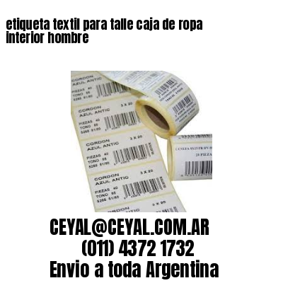 etiqueta textil para talle caja de ropa interior hombre