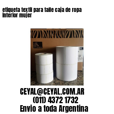 etiqueta textil para talle caja de ropa interior mujer