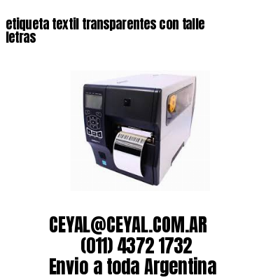 etiqueta textil transparentes con talle letras
