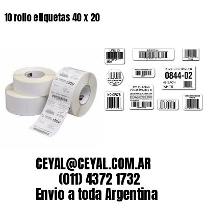 10 rollo etiquetas 40 x 20