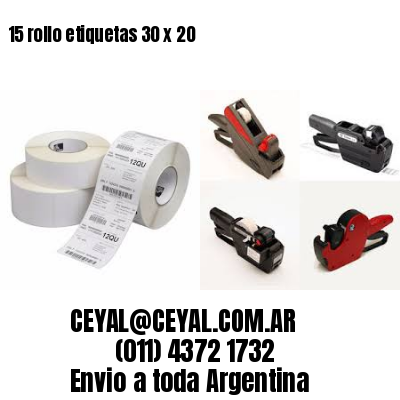 15 rollo etiquetas 30 x 20