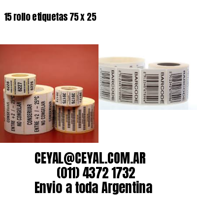 15 rollo etiquetas 75 x 25