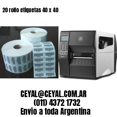 20 rollo etiquetas 40 x 40