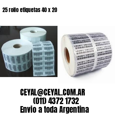 25 rollo etiquetas 40 x 20