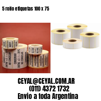5 rollo etiquetas 100 x 75