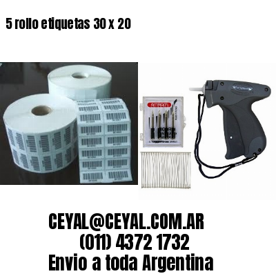 5 rollo etiquetas 30 x 20