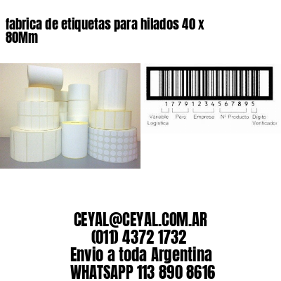 fabrica de etiquetas para hilados 40 x 80Mm