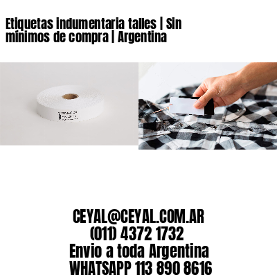 Etiquetas indumentaria talles | Sin mínimos de compra | Argentina