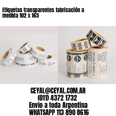 Etiquetas transparentes fabricación a medida 102 x 165