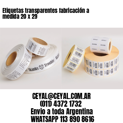 Etiquetas transparentes fabricación a medida 20 x 29
