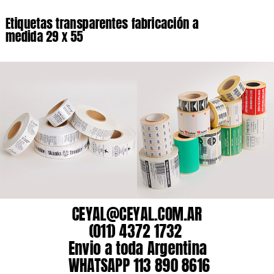 Etiquetas transparentes fabricación a medida 29 x 55