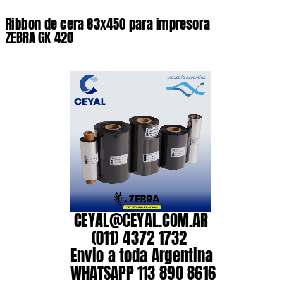 Ribbon de cera 83×450 para impresora ZEBRA GK 420