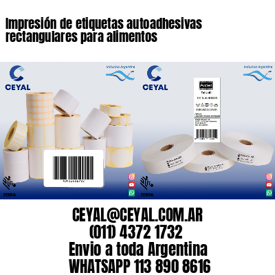 Impresión de etiquetas autoadhesivas rectangulares para alimentos