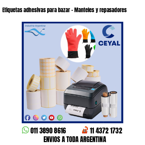Etiquetas adhesivas para bazar – Manteles y repasadores