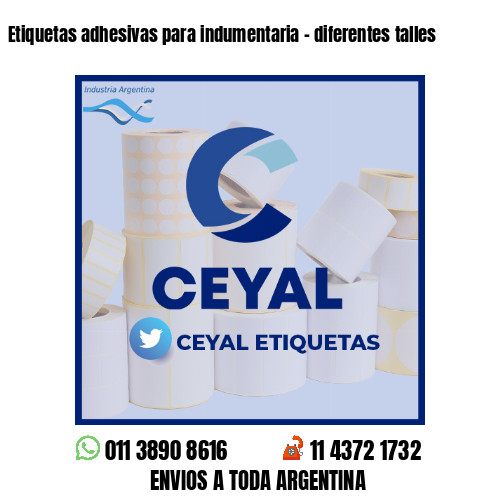 Etiquetas adhesivas para indumentaria - diferentes talles