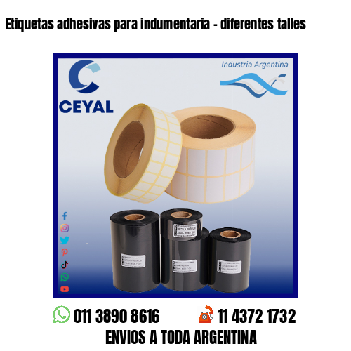 Etiquetas adhesivas para indumentaria – diferentes talles