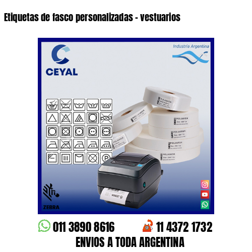 Etiquetas de fasco personalizadas – vestuarios