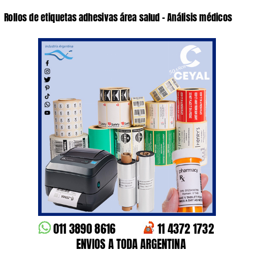 Rollos de etiquetas adhesivas área salud – Análisis médicos