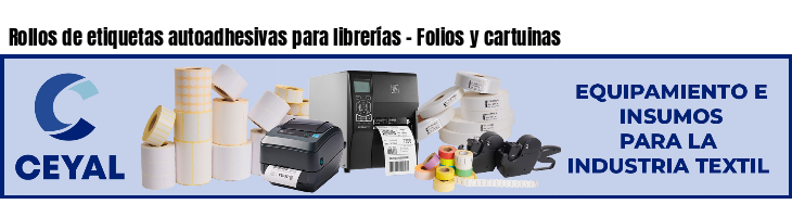 Rollos de etiquetas autoadhesivas para librerías - Folios y cartuinas