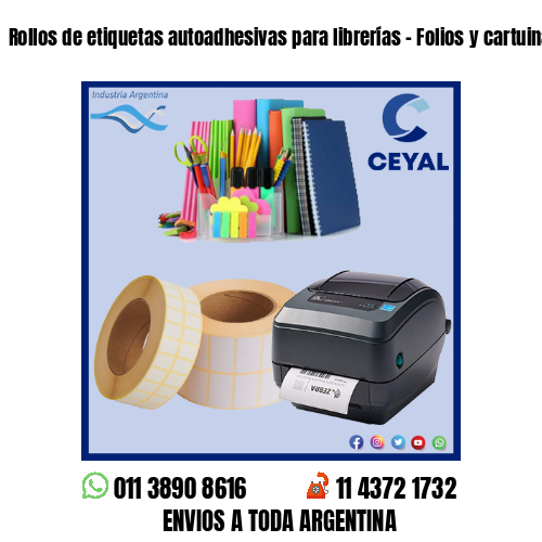 Rollos de etiquetas autoadhesivas para librerías – Folios y cartuinas