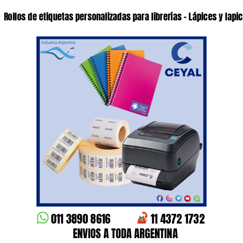 Rollos de etiquetas personalizadas para librerías – Lápices y lapiceras