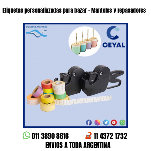 Etiquetas personaliazadas para bazar – Manteles y repasadores