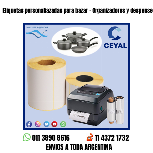 Etiquetas personaliazadas para bazar – Organizadores y despenseros