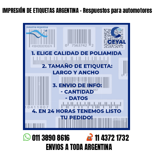 IMPRESIÓN DE ETIQUETAS ARGENTINA - Respuestos para automotores