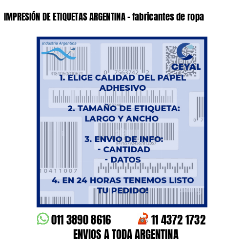 IMPRESIÓN DE ETIQUETAS ARGENTINA - fabricantes de ropa