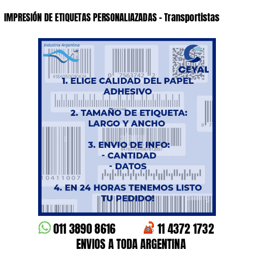 IMPRESIÓN DE ETIQUETAS PERSONALIAZADAS – Transportistas