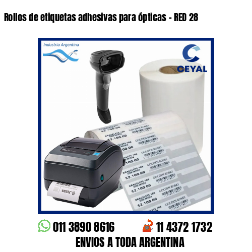 Rollos de etiquetas adhesivas para ópticas – RED 28