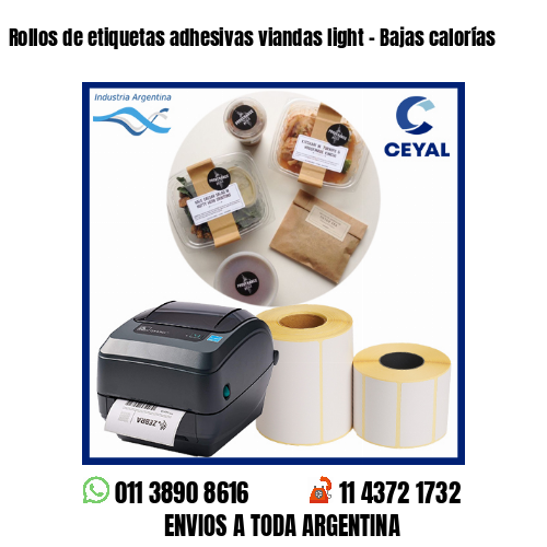 Rollos de etiquetas adhesivas viandas light – Bajas calorías