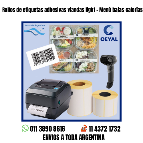 Rollos de etiquetas adhesivas viandas light – Menú bajas calorías
