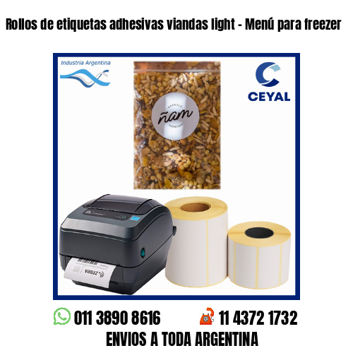 Rollos de etiquetas adhesivas viandas light – Menú para freezer