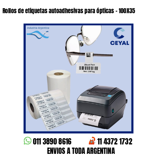 Rollos de etiquetas autoadhesivas para ópticas – 100X35