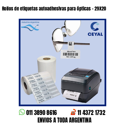 Rollos de etiquetas autoadhesivas para ópticas – 29X20