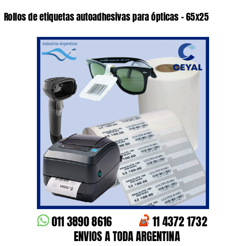 Rollos de etiquetas autoadhesivas para ópticas – 65×25